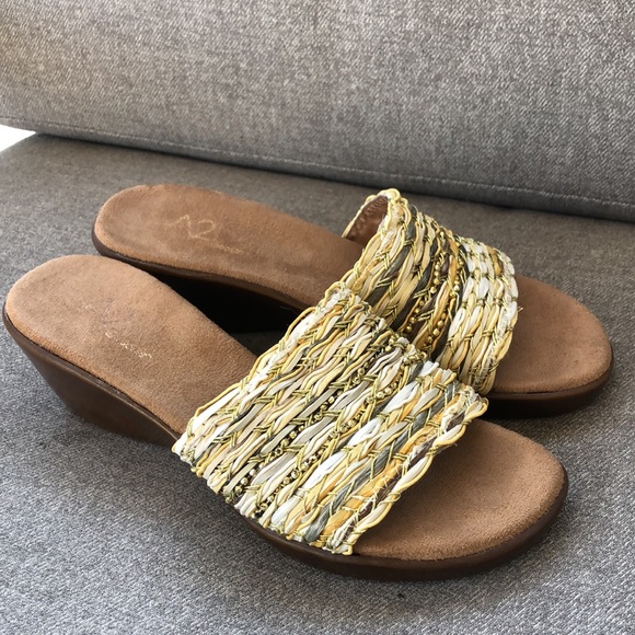 Worn once! - A2 AEROSOLES ‘Say Yes’ Woven Wedge Slide Sandals - Picture 3 of 14